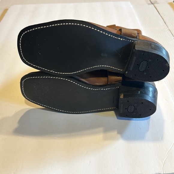 Camel brown heeled leather cowboy western boots with new soles had pull tabs - Picture 6 of 15